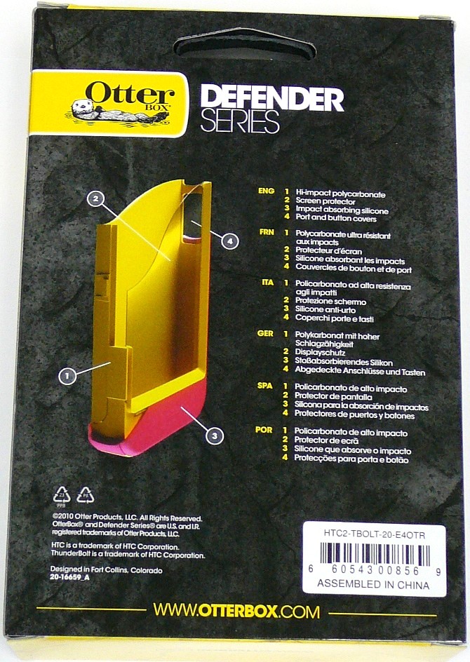 OTTERBOX HTC2 TBOLT 20 E4OTR HTC ThunderBolt 4G Defender Case, with 